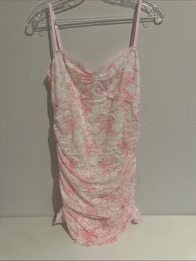 PINK Victoria's Secret Pink and White Floral Lace Chemise